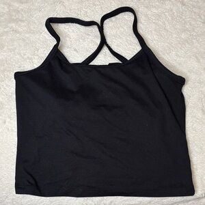 Black Strappy built in bra gym tank top